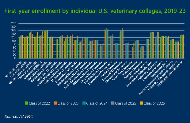 First year enrollment by U.S. school, chart
