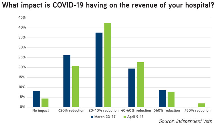 Chart: What impact is COVID-19 having on the revenue of your hospital? - Source: Independent Vets