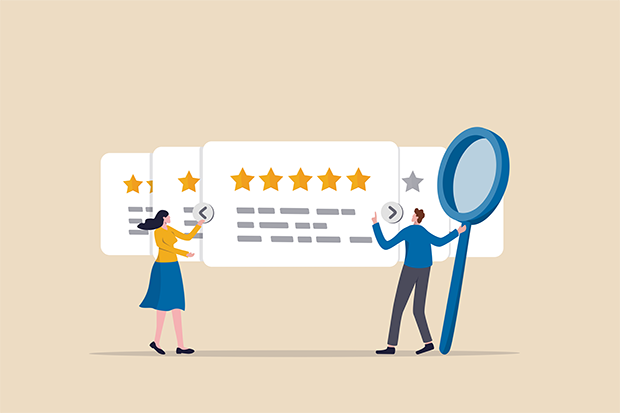 Illustration: Marketing team monitor and analyze stars rating to increase satisfaction 
