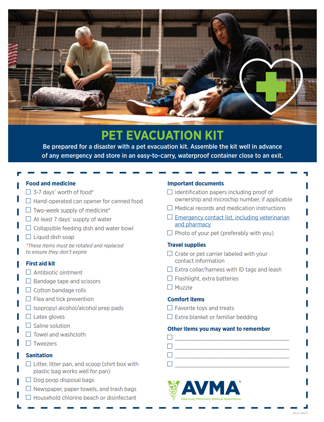 Pet evacuation kit checklist