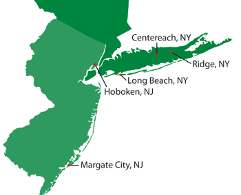 Map of New Jersey and southern New York