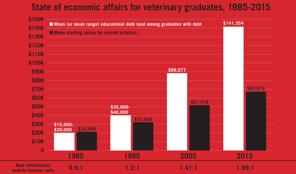 Chart: State of economic affairs for veterinary graduates, 1985-2015