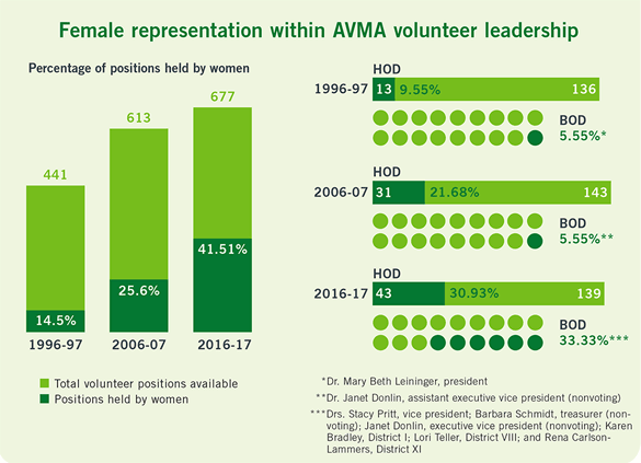 Infographic: Female representation within AVMA volunteer leadership
