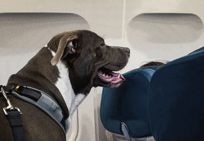 Service dog on an airplane
