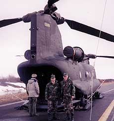 Dobeck and Carter boarding CH-47