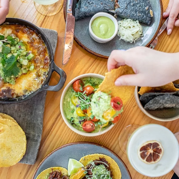 Shareable spread of Mexican food dishes